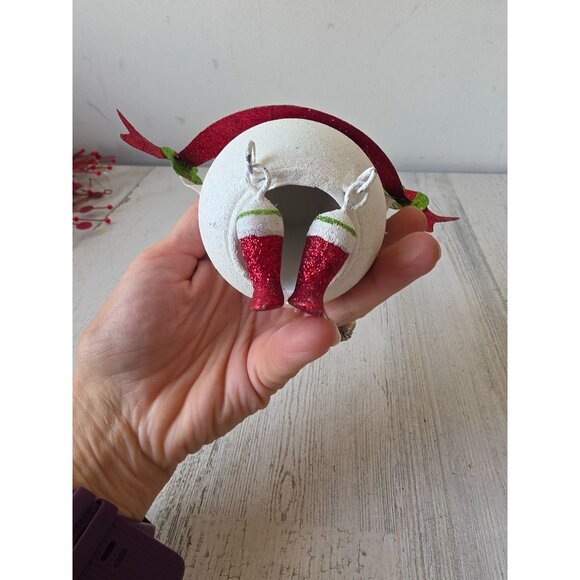 Pier 1? Metal snowman shelf sitter glitter sparkle red Xmas decor statue figurin - Picture 7 of 7